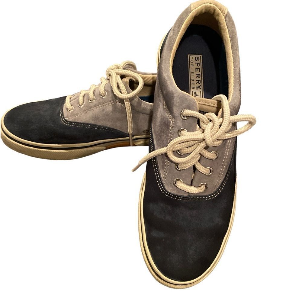 Sperry Men’s Topsiders Tie Up Navy & Grey Shoe Size 9.5